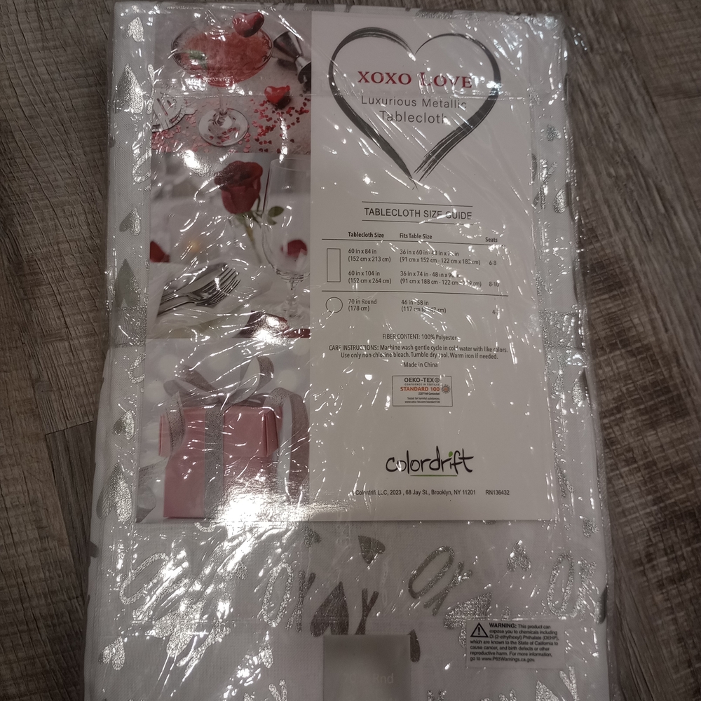 Silver And Hearts Tablecloth, Valentine